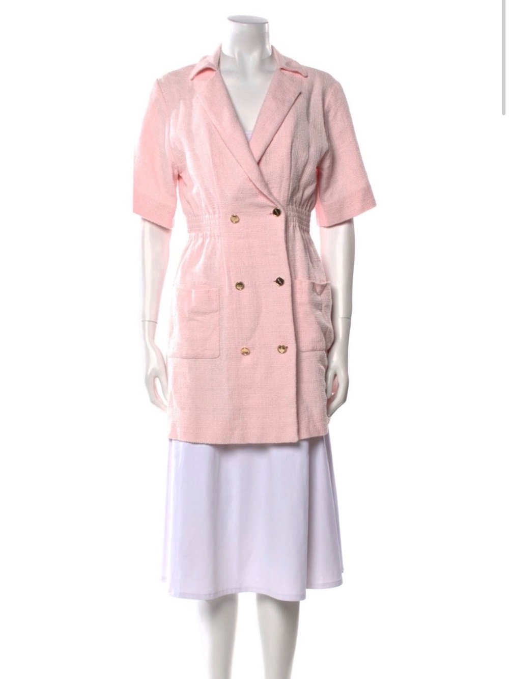 Sandro Pink Double-Breasted Short-Sleeve Dress Jacket